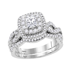 14kt white gold womens princess diamond bridal wedding engagement ring band set 1 1/8 cttw116999
