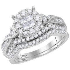 14kt white gold womens princess round diamond soleil bridal wedding engagement ring band set 1.00 cttw117013