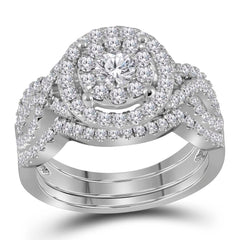 14kt white gold womens round diamond halo bridal wedding engagement ring band set 1 1/4 cttw117114