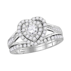 14kt white gold womens round diamond heart bridal wedding engagement ring band set 1.00 cttw117470