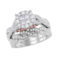 14kt white gold womens princess diamond soleil bridal wedding engagement ring band set 1.00 cttw117713