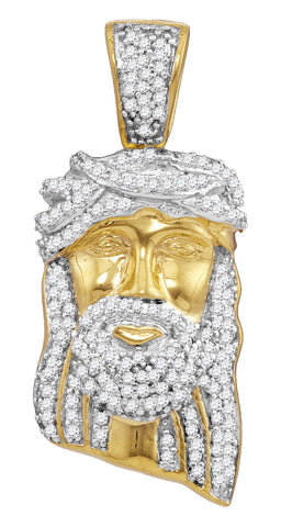 10K Gold Jesus Piece Pendant for Men with Diamonds 3/8 Cttw