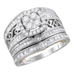 14kt two tone gold womens round diamond cluster bridal wedding engagement ring band set 1 3/8 cttw118127