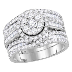 14kt white gold womens round diamond cluster bridal wedding engagement ring band 3 piece set 2 1/12 cttw118165
