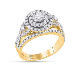14kt yellow gold womens round diamond halo bridal wedding engagement ring band set 1 1/2 cttw118176