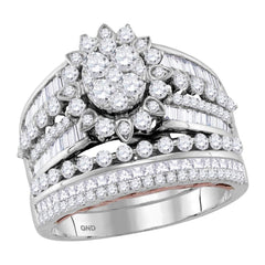14kt two tone white rose gold womens round diamond bridal wedding engagement ring band set 2.00 cttw118187