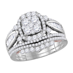 14kt two tone gold womens round diamond cluster bridal wedding engagement ring band set 1 1/2 cttw118260