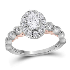 14kt two tone white rose gold womens oval diamond solitaire bellina bridal wedding engagement ring 3/4 cttw118435