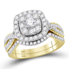 14kt yellow gold womens round diamond halo bridal wedding engagement ring band set 1.00 cttw118483