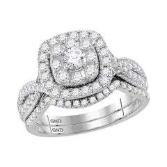 14kt white gold womens round diamond halo bridal wedding engagement ring band set 1.00 cttw118484