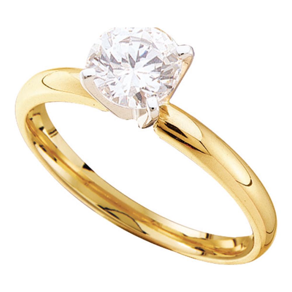 14kt Yellow Gold Womens Round Diamond Solitaire Bridal Wedding Engagement Ring 3/4 Cttw