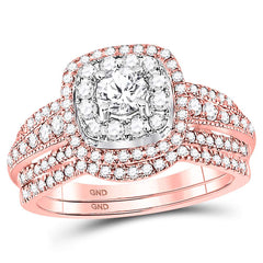 14kt rose gold womens round diamond vintage inspired bridal wedding engagement ring band set 1.00 cttw119217