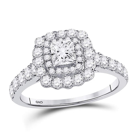 14kt White Gold Womens Princess Diamond Solitaire Bridal Wedding Engagement Ring 1-1/5 Cttw