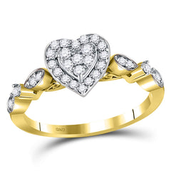 14kt yellow gold womens round diamond heart cluster ring 1/3 cttw119382