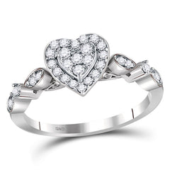 14kt white gold womens round diamond heart cluster ring 1/3 cttw119383