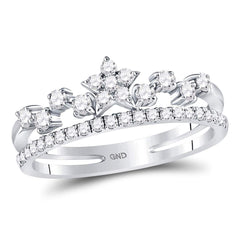 14kt white gold womens round diamond star fashion band ring 3/8 cttw119775