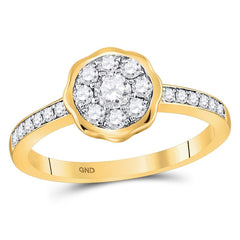 14kt yellow gold womens round diamond flower cluster ring 3/8 cttw119788
