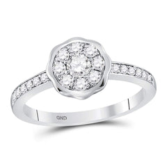 14kt white gold womens round diamond flower cluster ring 3/8 cttw119789