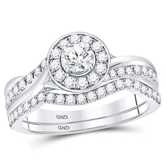 14kt white gold womens round diamond halo bridal wedding engagement ring band set 1.00 cttw119933
