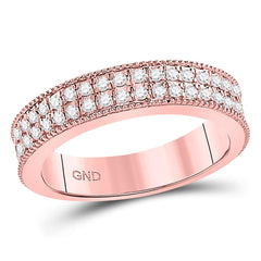 14kt rose gold womens round diamond double row pave band ring 1/2 cttw119983