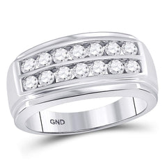 14kt white gold mens round diamond double row band ring 1 1/8 cttw125227