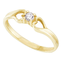 10kt yellow gold womens round diamond solitaire heart promise bridal ring 1/10 cttw12716