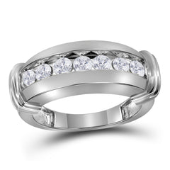 14kt white gold mens round diamond single row wedding band ring 1.00 cttw14221