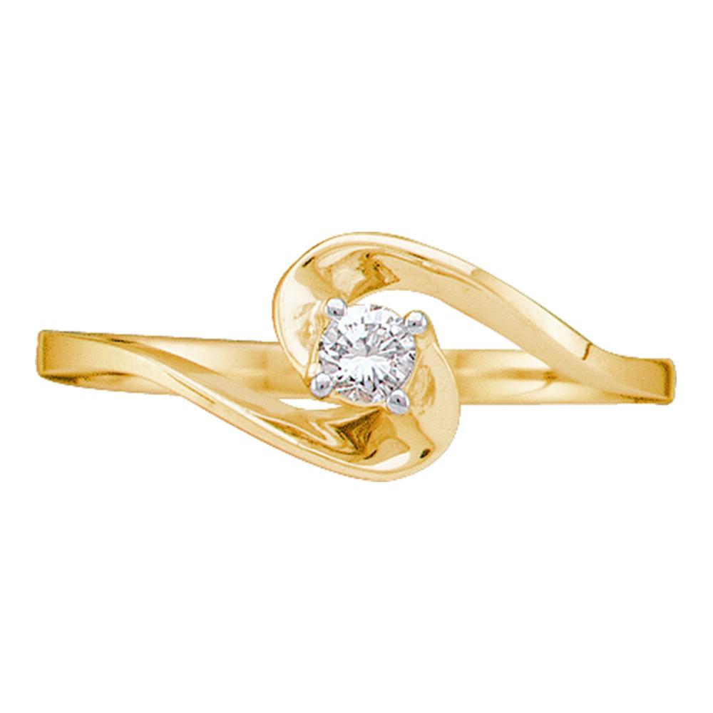 10kt Yellow Gold Womens Round Diamond Round Swirl Promise Bridal Ring 1/10 Cttw