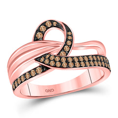 14kt rose gold womens round brown color enhanced diamond loop ring 1/3 cttw148768