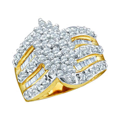 10kt yellow gold womens round diamond oval shape cluster ring 1.00 cttw15003
