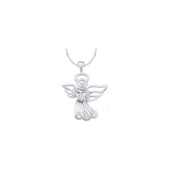 10K White Gold Women's Round Diamond Guardian Angel Charm Pendant 1/10 CT