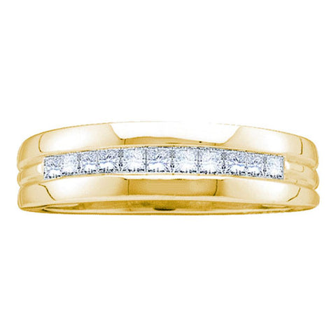 14kt Yellow Gold Mens Princess Diamond Wedding Anniversary Band Ring 1.00 Cttw