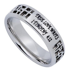 1 TIMOTHY 4:12 Jewelry, Bible Verse Cross Ring For Girls, 316L Stainless Steel