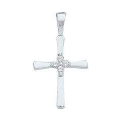 14kt White Gold Cross Pendant for Women, with Diamonds 1/20 Cttw
