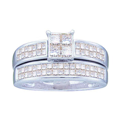 14kt white gold womens princess diamond bridal wedding engagement ring band set 1 cttw21877
