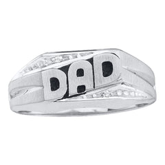 14kt white gold mens round diamond dad father ring .01 cttw22607