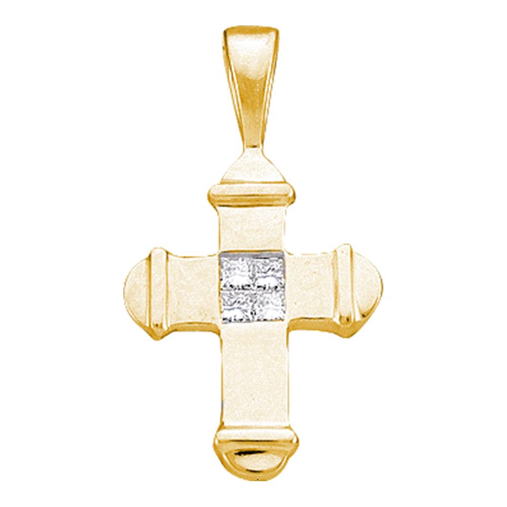 Gold Cross Pendant for Women with Diamonds 1/20 Cttw
