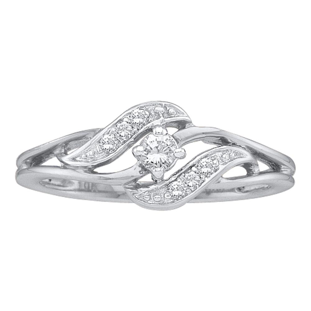14kt White Gold Womens Round Diamond Solitaire Promise Bridal Ring 1/6 Cttw