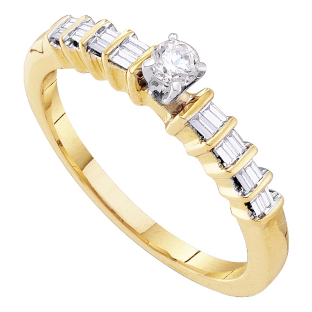 10kt Yellow Gold Womens Round Diamond Solitaire Promise Bridal Ring 1/4 Cttw