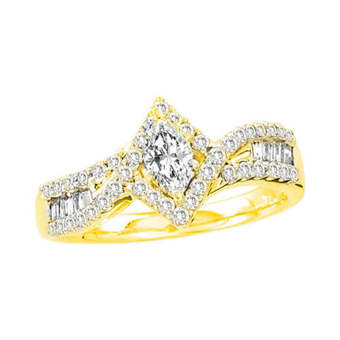 14kt Yellow Gold Womens Marquise Diamond Solitaire Bridal Wedding Engagement Ring 3/4 Cttw