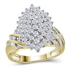 10kt yellow gold womens round diamond oval cluster ring 1.00 cttw29958