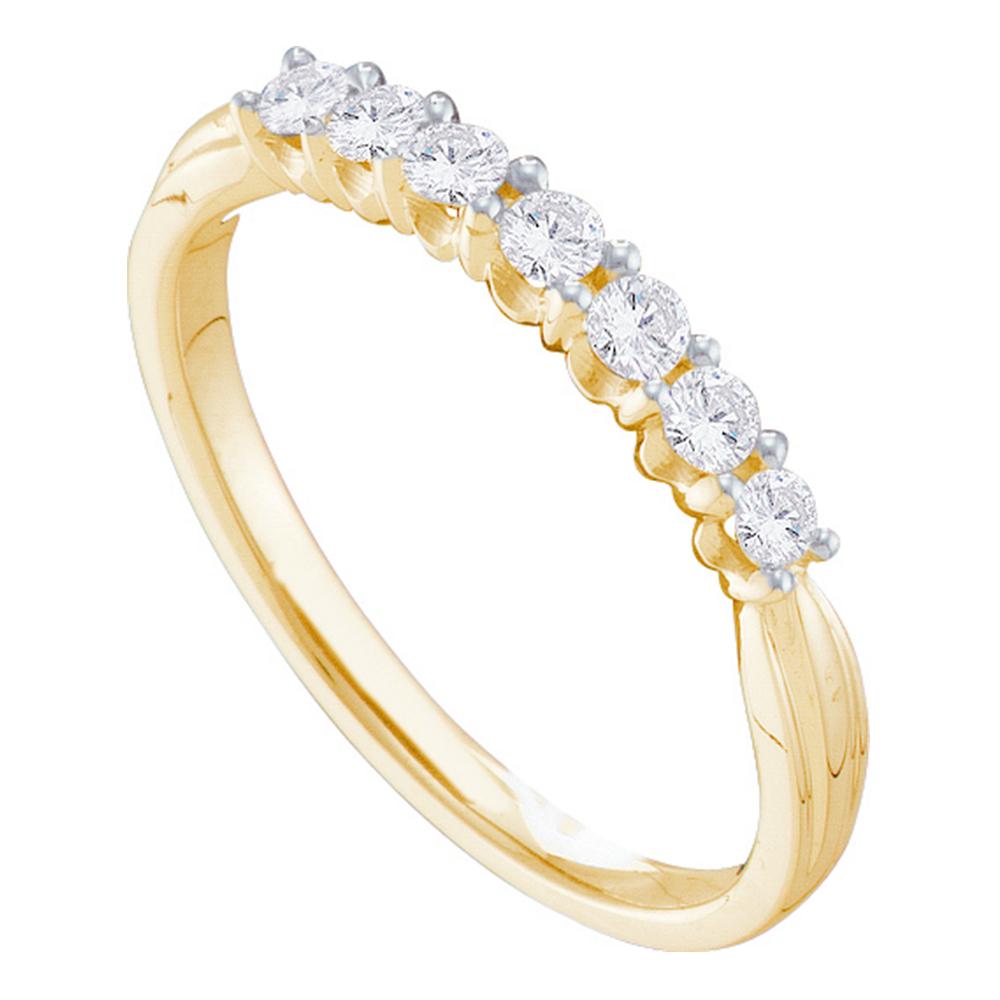14kt Yellow Gold Womens Round Diamond 7-stone Band Ring 1/3 Cttw
