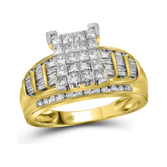 14kt yellow gold womens princess diamond cluster bridal wedding engagement ring 2.00 cttw   size 930262