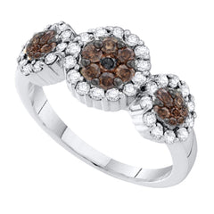 14kt white gold womens round yellow color enhanced diamond triple flower cluster ring 1/2 cttw34316