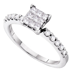14kt white gold womens princess diamond square cluster slender ring 1/2 cttw38755