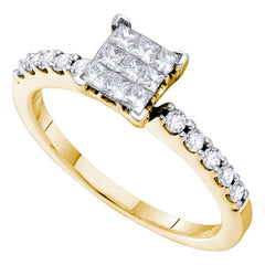 14kt yellow gold womens princess diamond square cluster slender ring 1/2 cttw38756