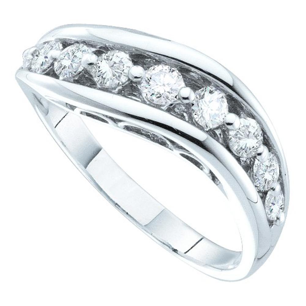 14kt White Gold Womens Round Pave-set Diamond Arched Band 1/2 Cttw