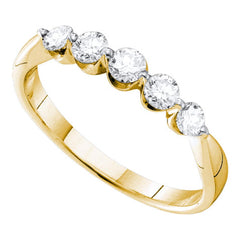 14kt yellow gold womens round diamond 5 stone fashion band ring 1/2 cttw39342