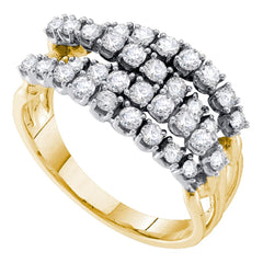 14kt yellow gold womens round diamond four row strand band ring 1/2 cttw39371
