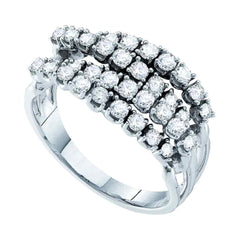 14kt white gold womens round diamond four row strand band ring 1/2 cttw39372